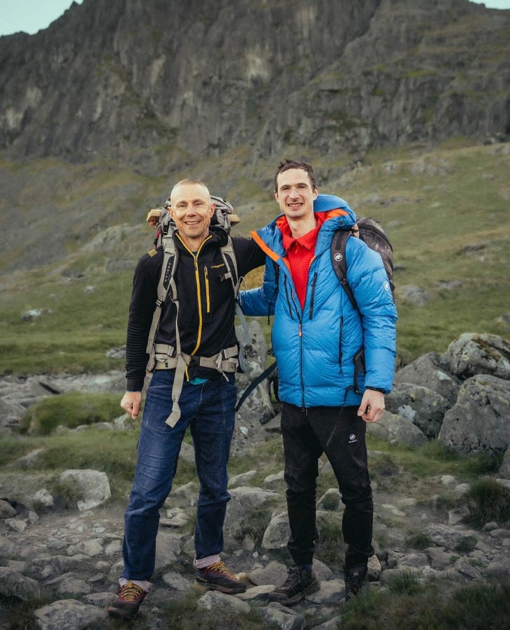 Neil Gresha (left) and Adam Ondra at Pavey Ark.