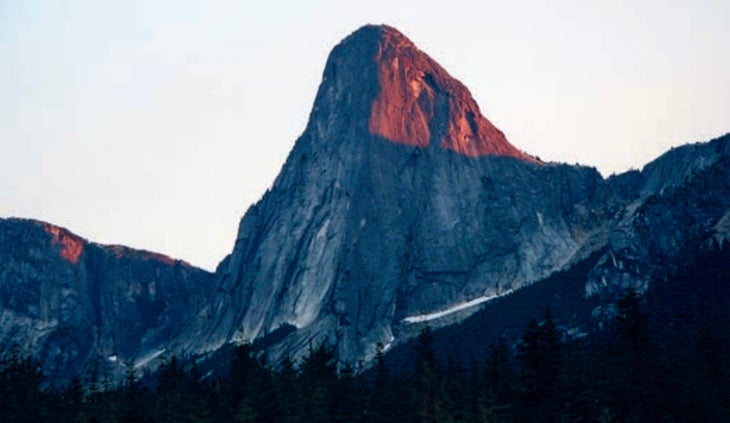 The impressive Northeast Buttress of the Steinbok at dusk.