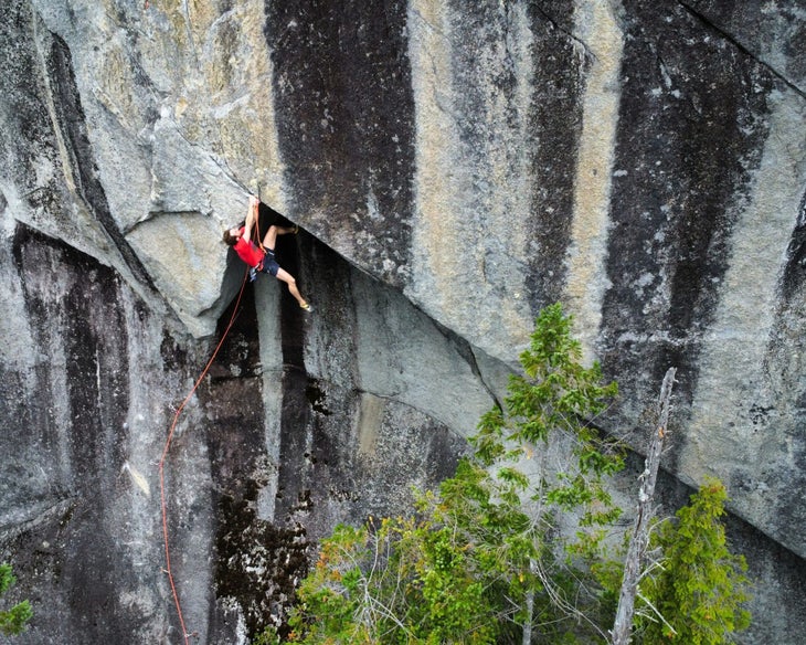 Stamati Anagnostou climbs Osiris (5.13b) at Lookout Point, Index.