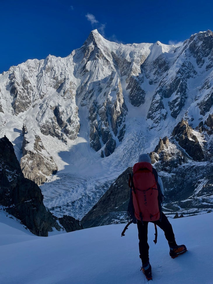 Ethan Berman considers the 3,000 meters of unclimbed relief on Ultar Sar's Southeast Pillar.