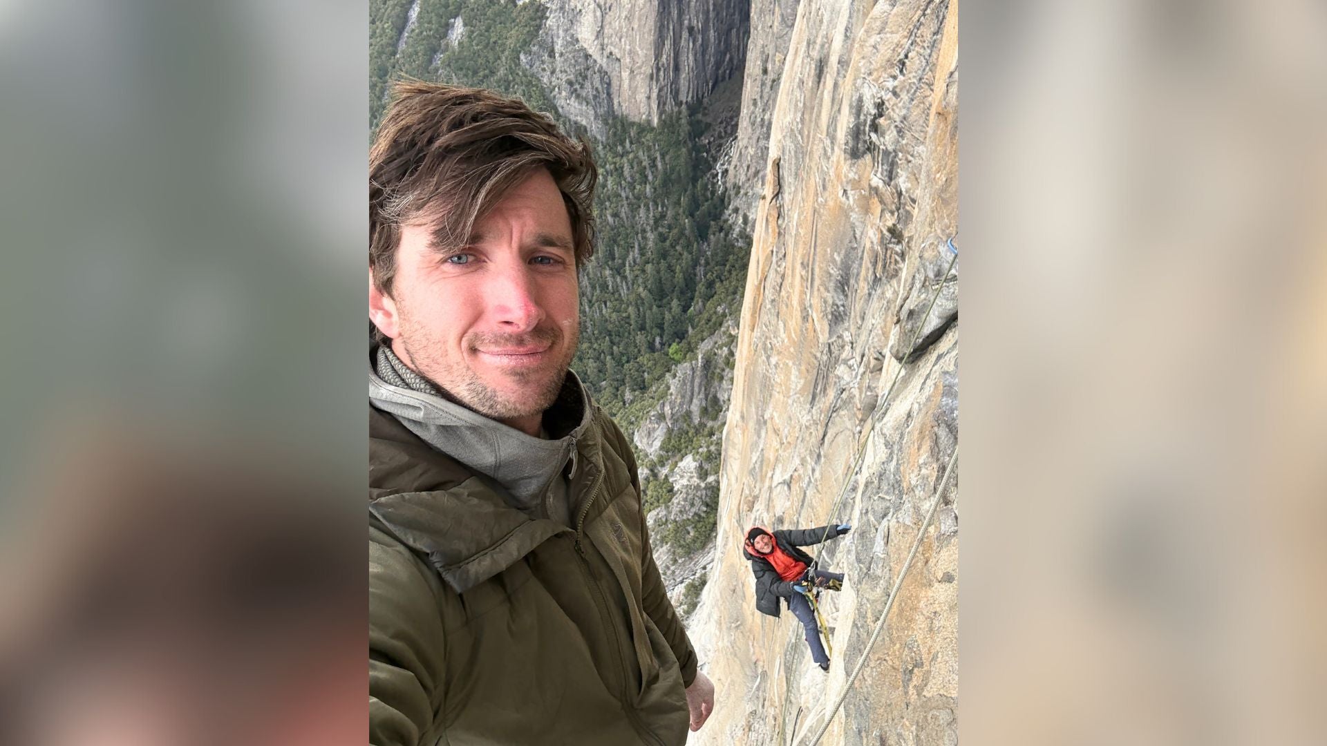 Jordan Cannon smiles while climbing in style on El Capitan