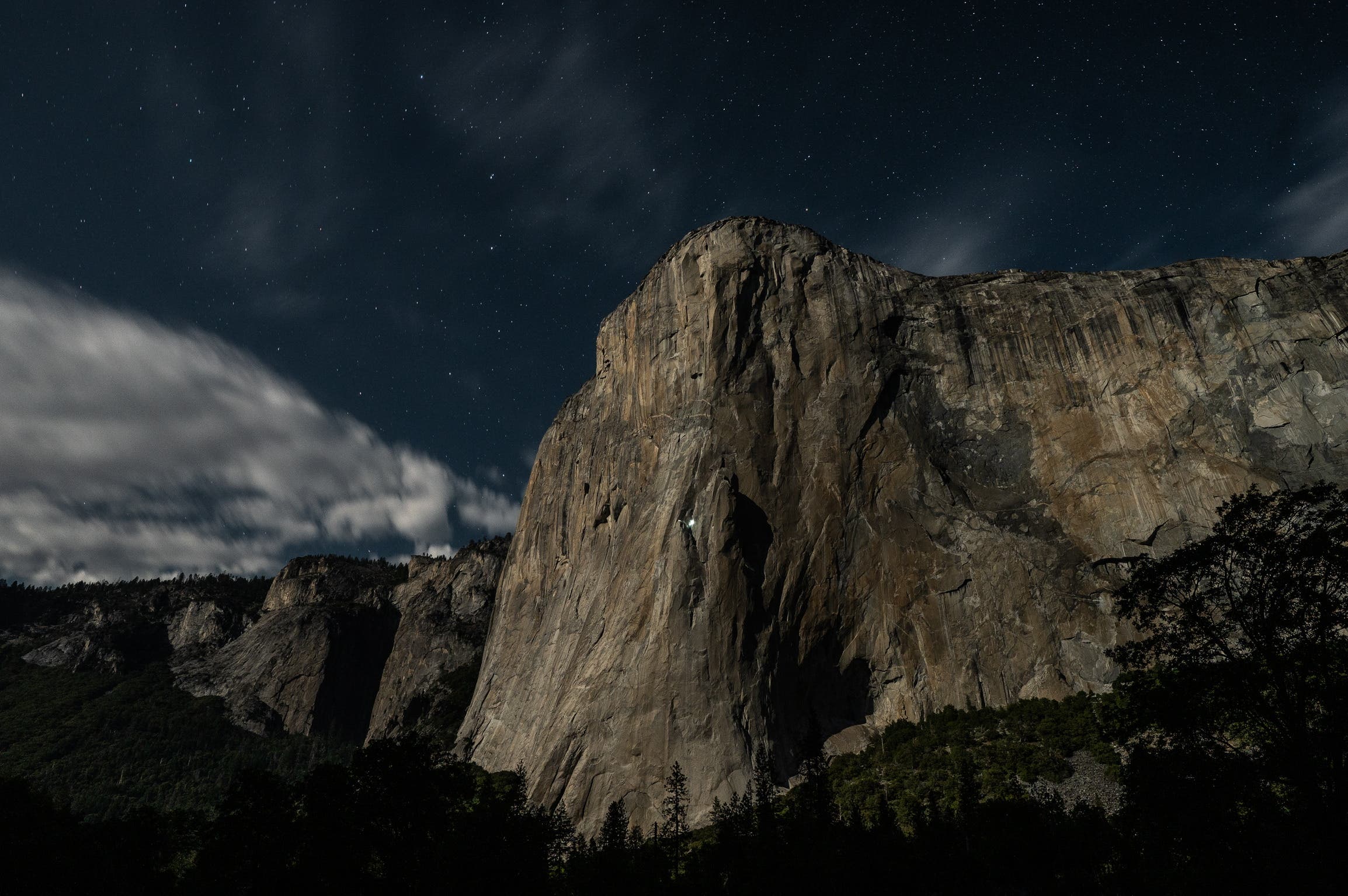 the nose on el cap with a small light