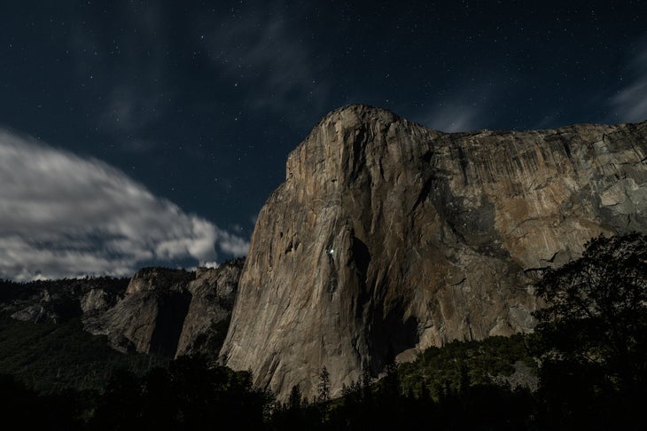 the nose on el cap with a small light