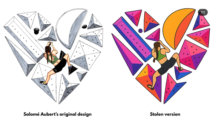 Salomé Aubert's design (left) and the AI-generated version she found online (right).