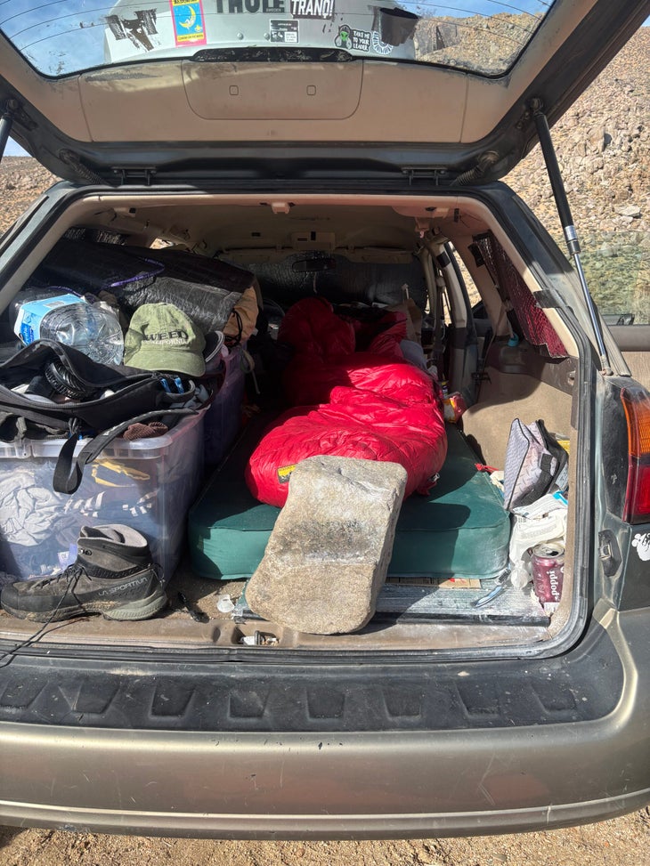 Portable is back in Ethan Salvo's possession, pictured here in his Subaru.