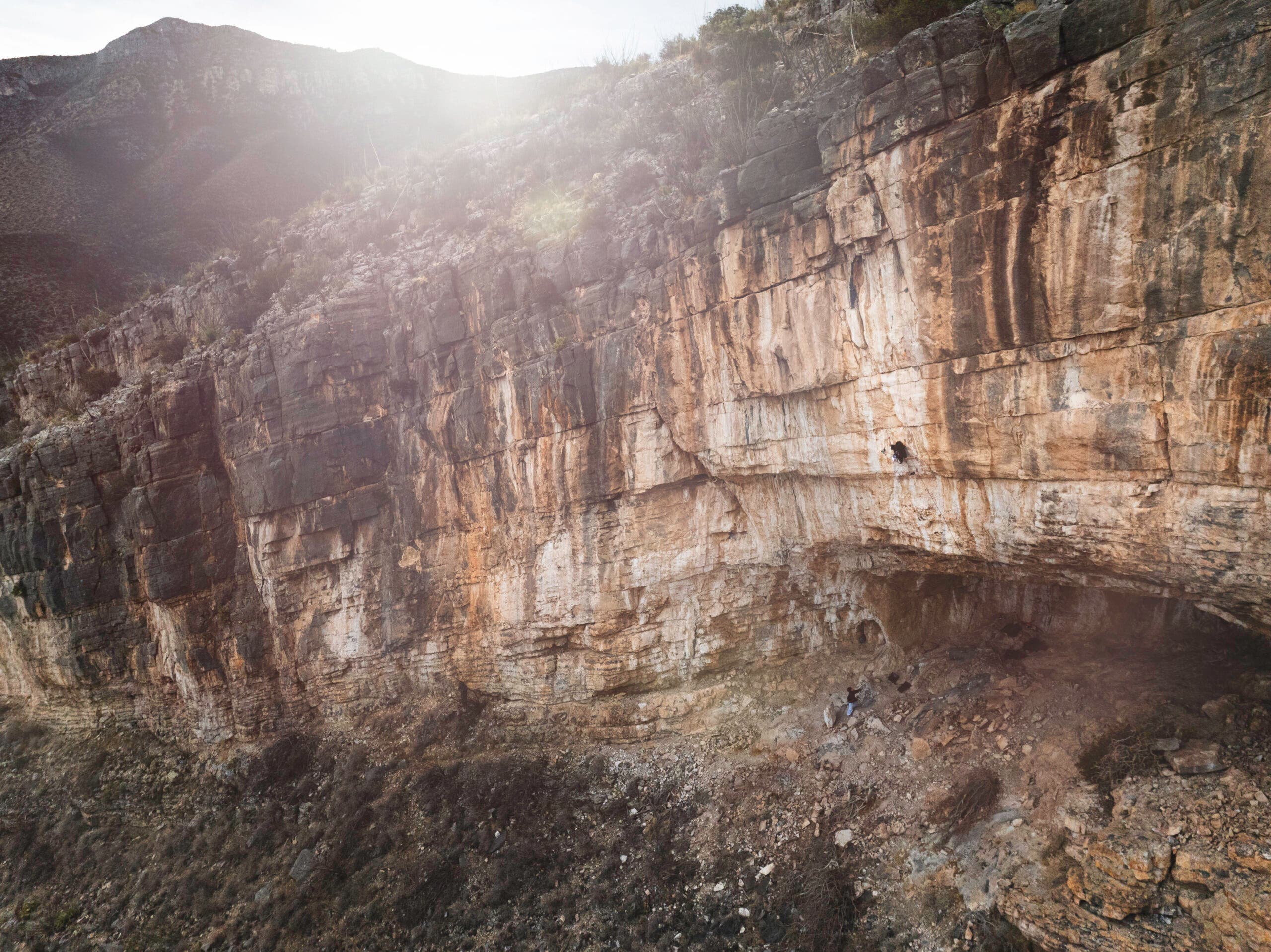 Sean Bailey makes the first ascent of 'Duality of Man' (5.15d) in Dry Canyon, Arizona.
