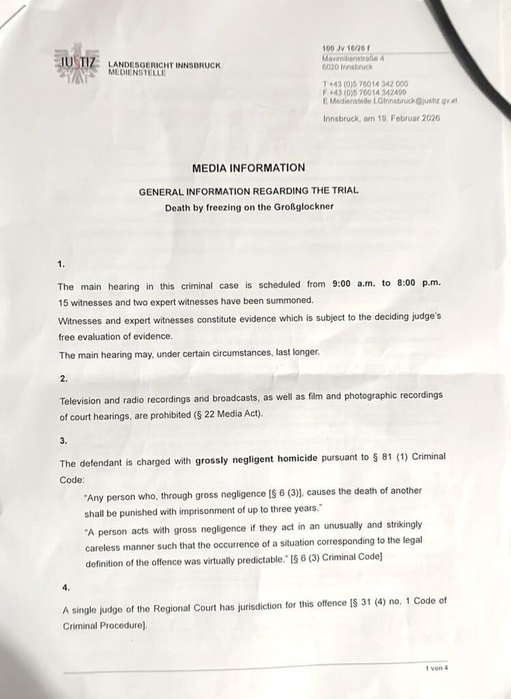 pamphlet on grossly negligent homicide from the grossglockner case