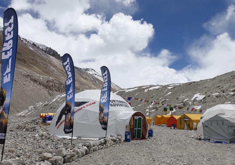 A Furtenbach Adventures dome tent at Everest Basecamp impacts the cost to climb Everest in 2026