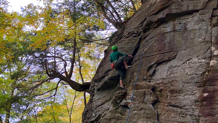 a lead climber on sport