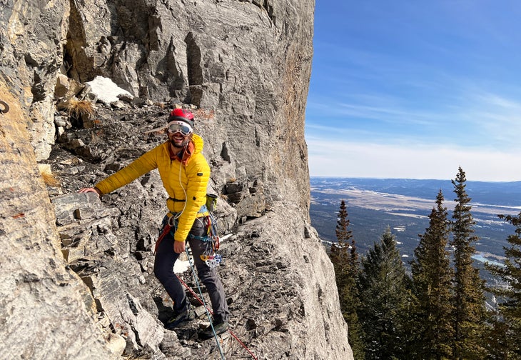 Jacob Pearman climbing with augmented reality glasses