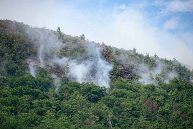 Smoke above the Rattlesnake fires in late August 2026