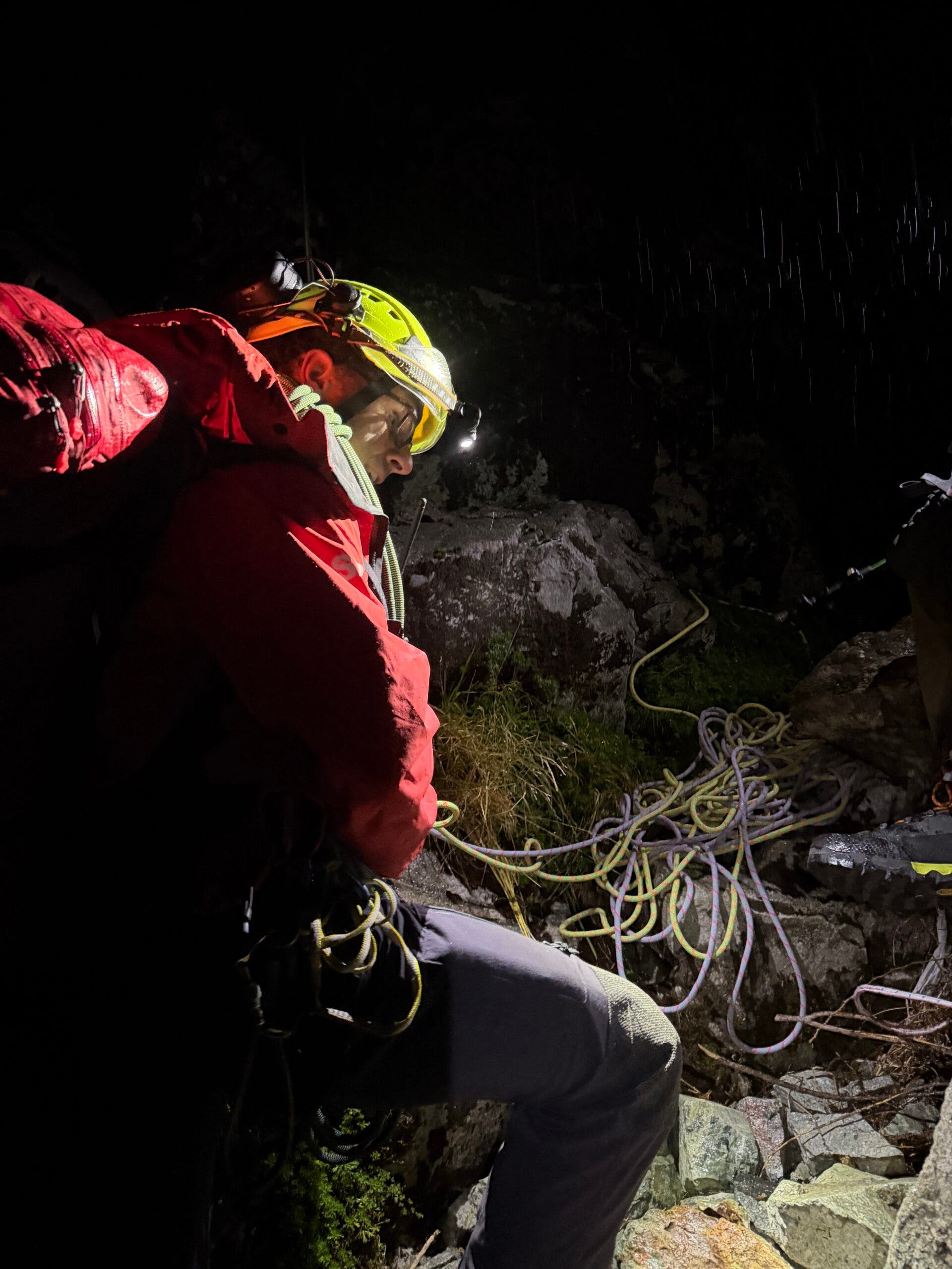 Al Abbot assists a climber during the September 22 rescue