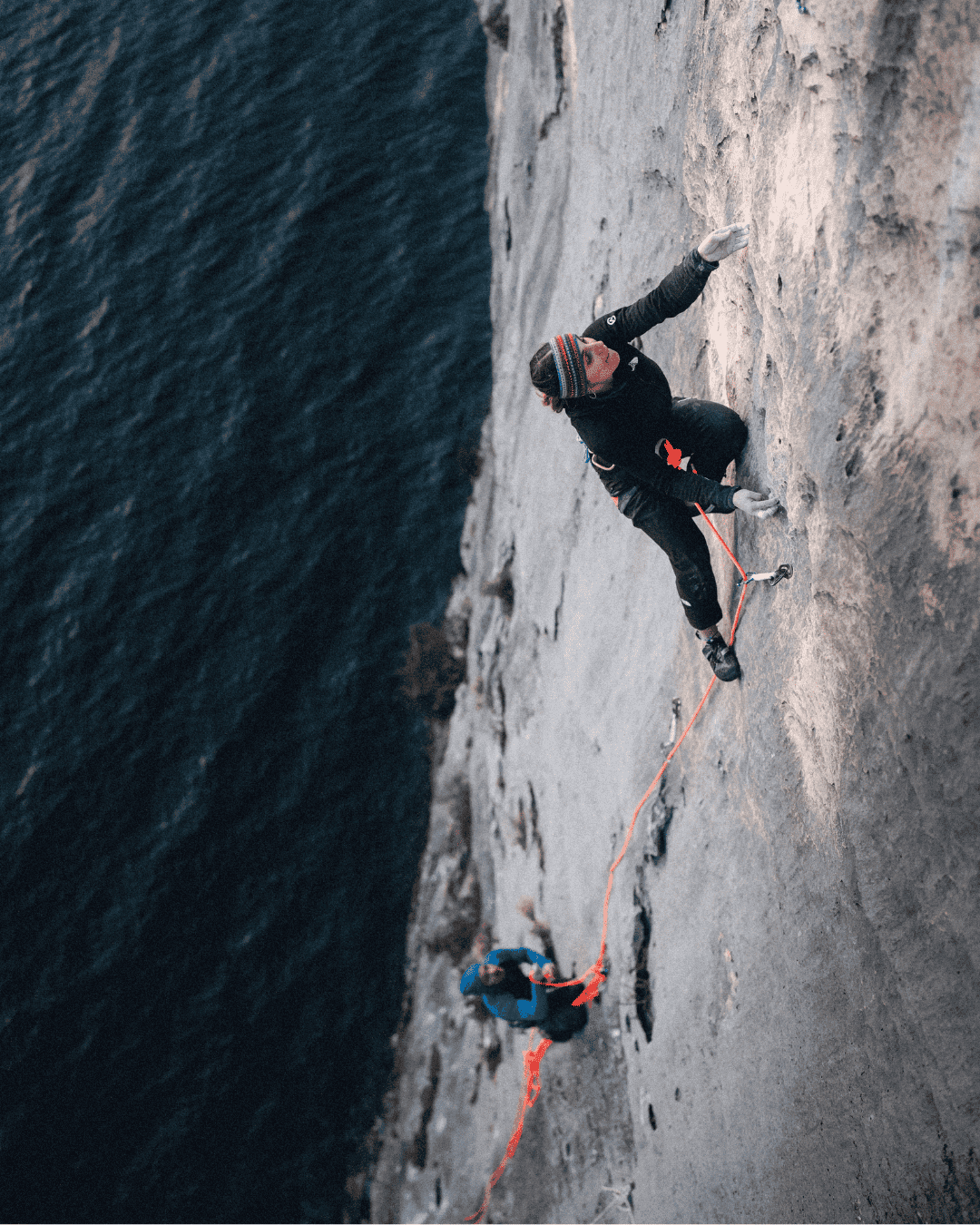Testing the Scarpa Blackbird on vertical limestone cliffs.