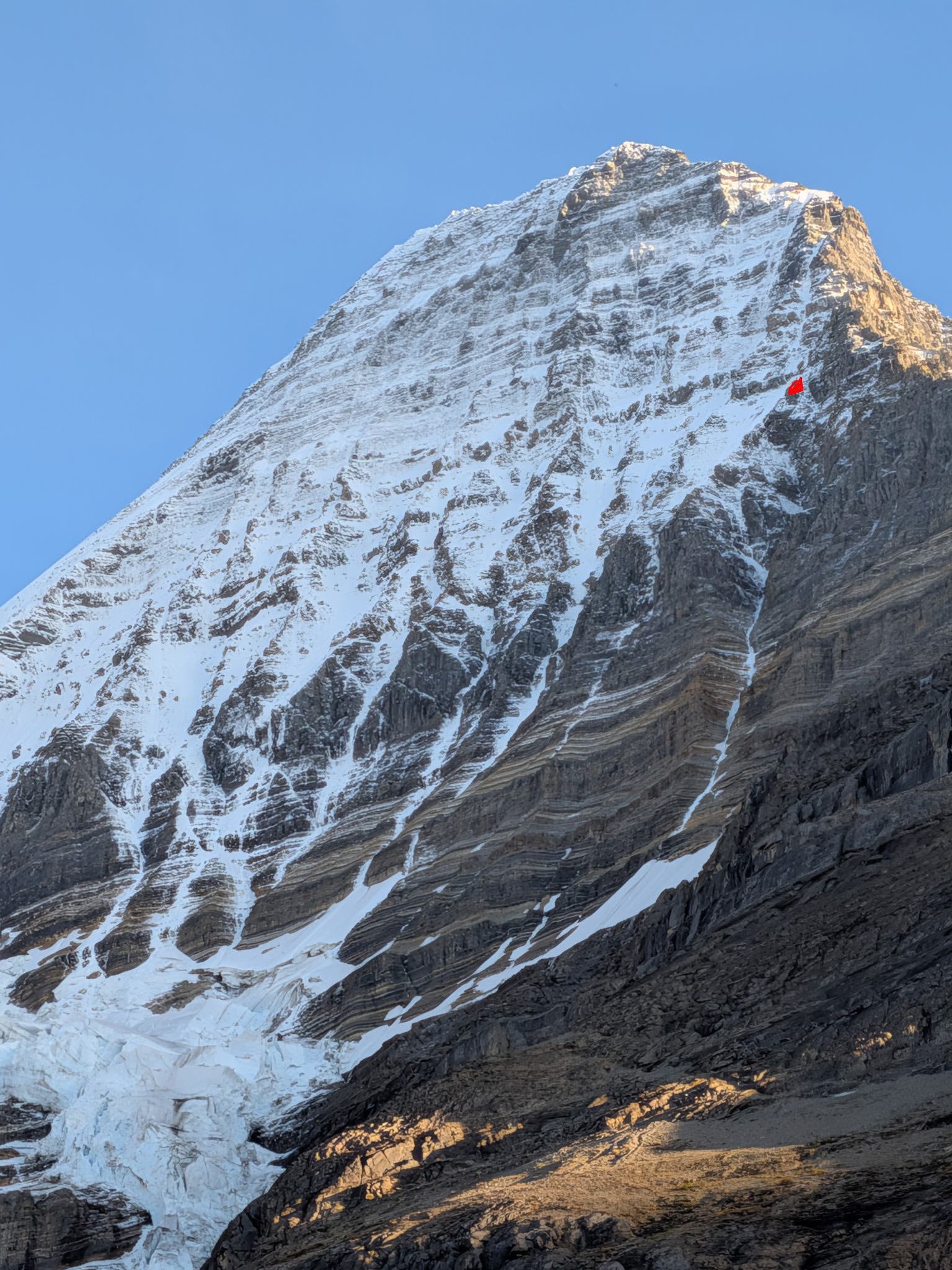 mount robson's emperor face in a fresh coat of snow