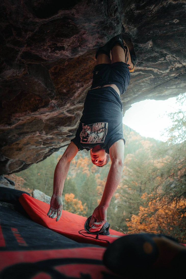 Adam Ondra climbing Exodia
